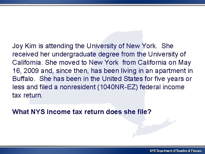 Joy Kim is attending the University of New York. She received her undergraduate degree