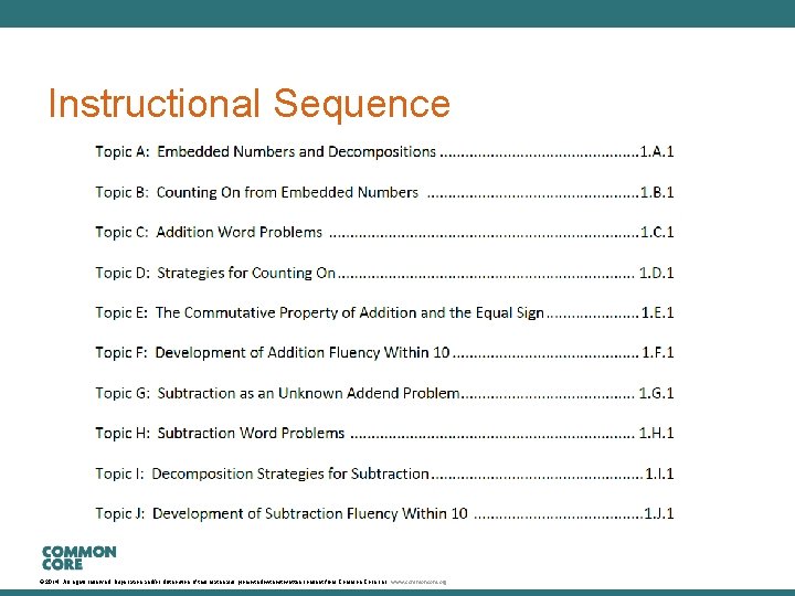 A Story of Units Instructional Sequence © 2014. All rights reserved. Duplication and/or distribution