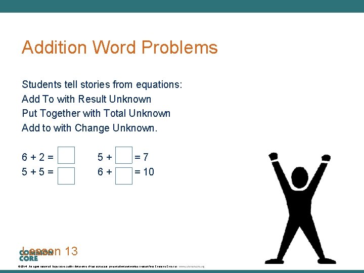 A Story of Units Addition Word Problems Students tell stories from equations: Add To