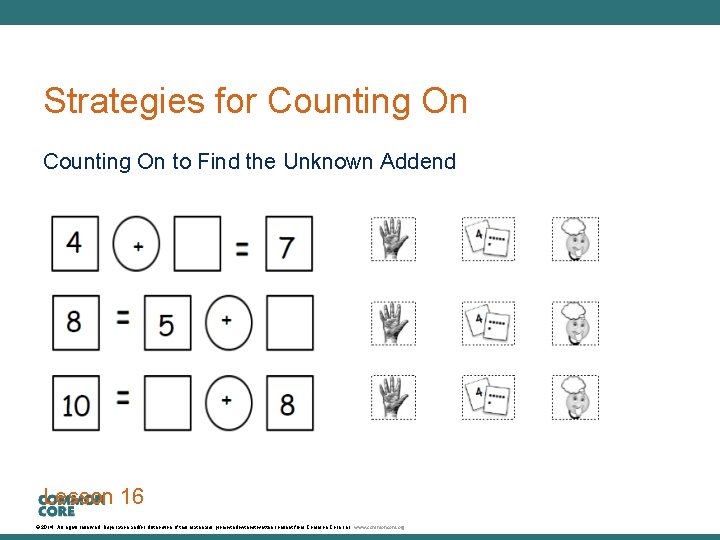 A Story of Units Strategies for Counting On to Find the Unknown Addend Lesson