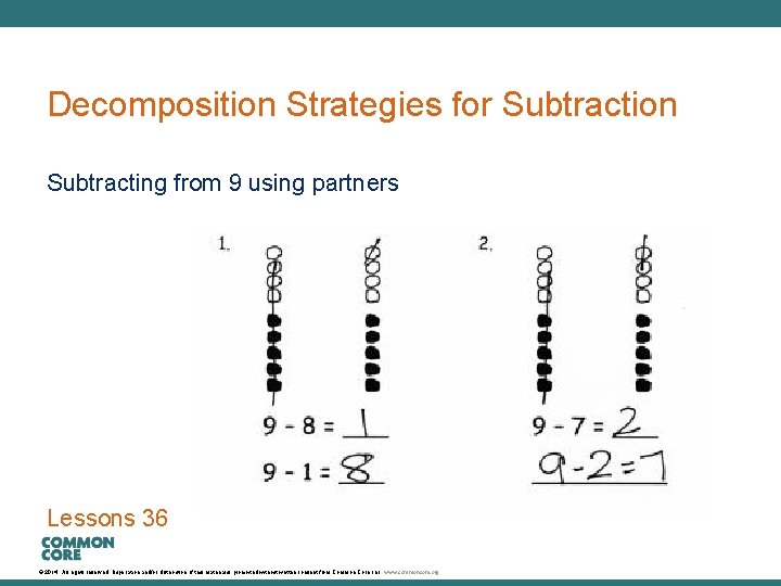 A Story of Units Decomposition Strategies for Subtraction Subtracting from 9 using partners Lessons