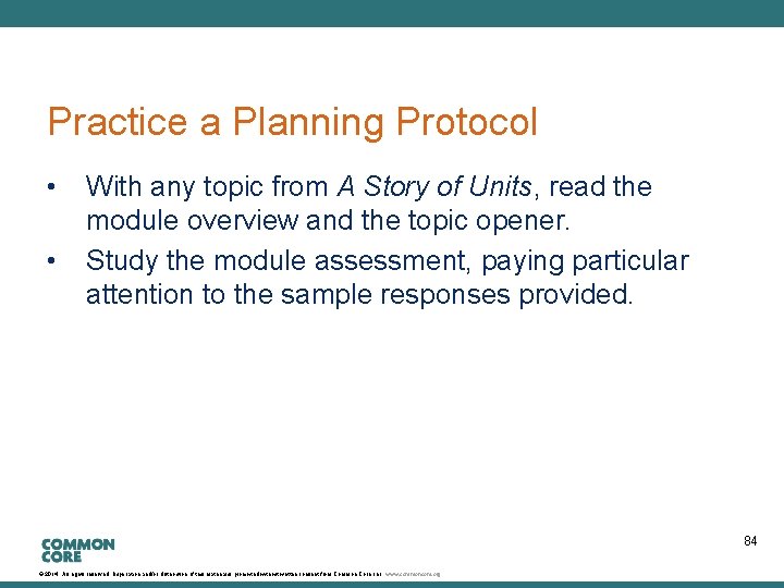 A Story of Units Practice a Planning Protocol • • With any topic from