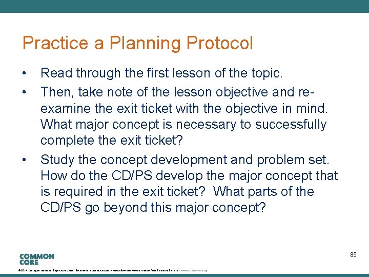 A Story of Units Practice a Planning Protocol • • • Read through the