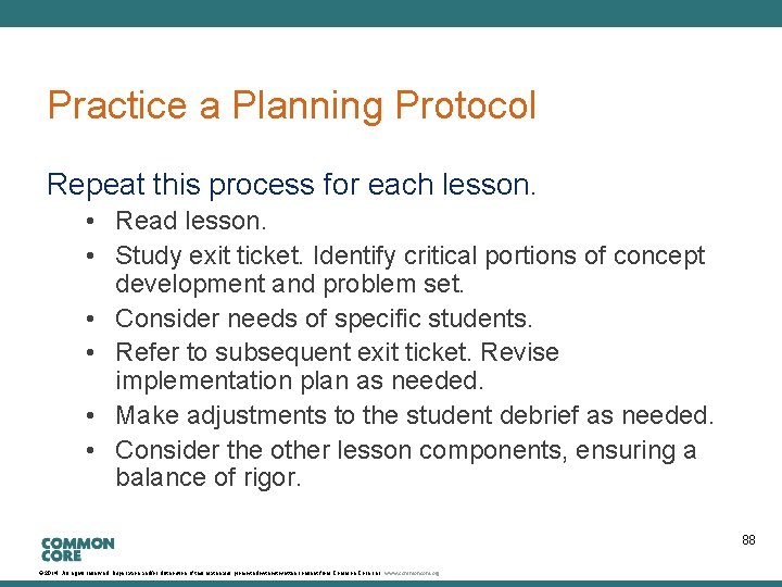 A Story of Units Practice a Planning Protocol Repeat this process for each lesson.