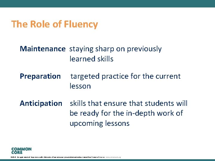 A Story of Units The Role of Fluency Maintenance staying sharp on previously learned
