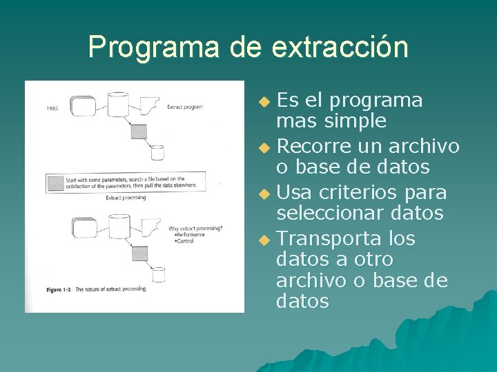Programa de extracción Es el programa mas simple u Recorre un archivo o base