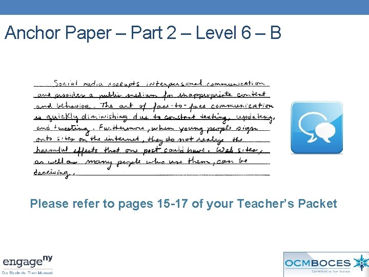 Anchor Paper – Part 2 – Level 6 – B Please refer to pages