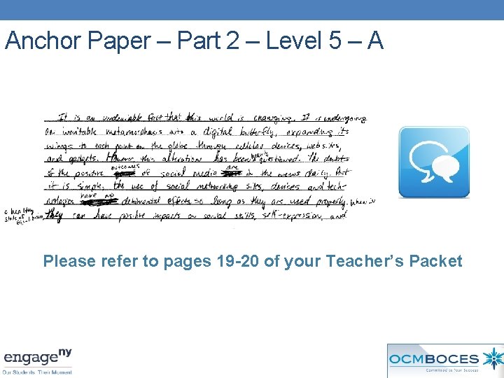 Anchor Paper – Part 2 – Level 5 – A Please refer to pages