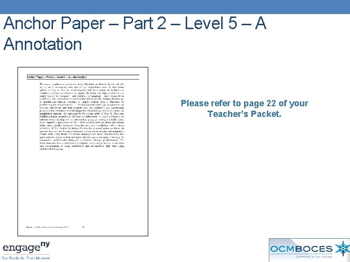 Anchor Paper – Part 2 – Level 5 – A Annotation Please refer to