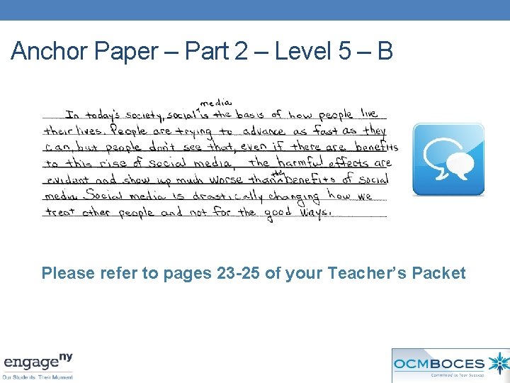 Anchor Paper – Part 2 – Level 5 – B Please refer to pages