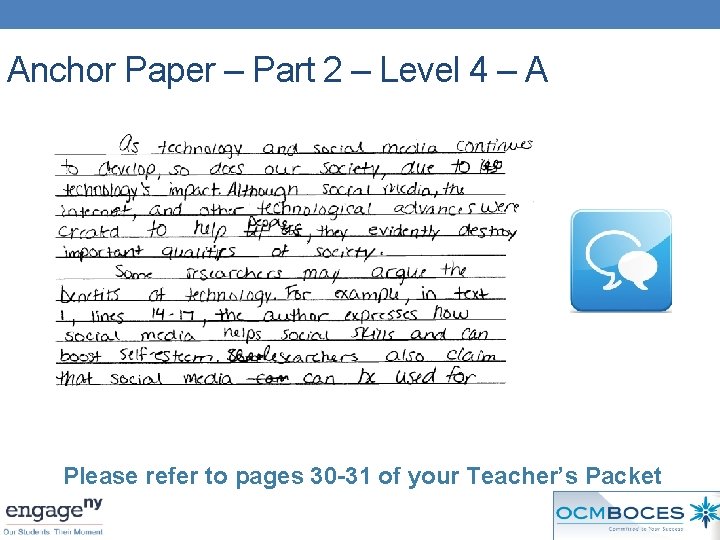 Anchor Paper – Part 2 – Level 4 – A Please refer to pages