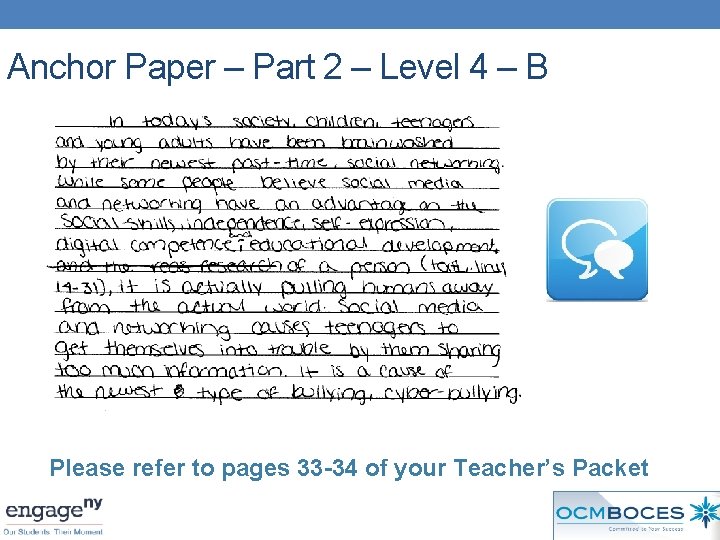 Anchor Paper – Part 2 – Level 4 – B Please refer to pages