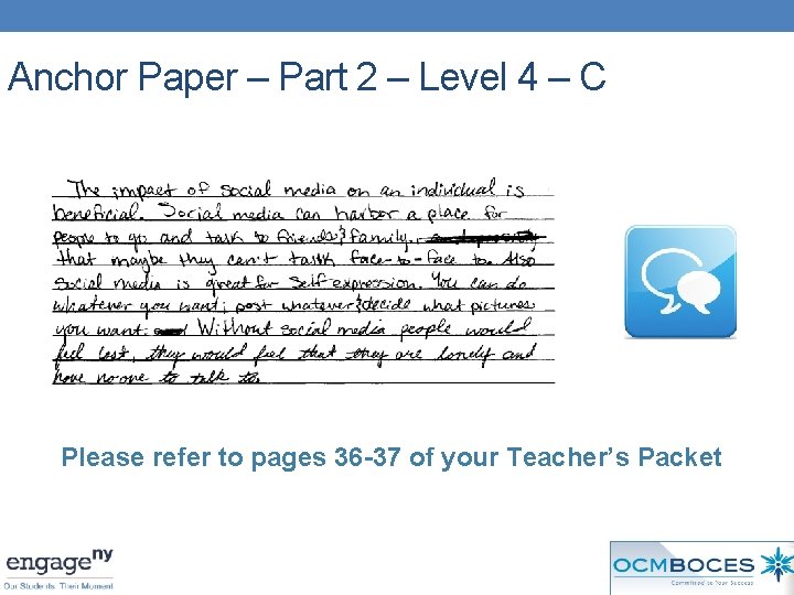 Anchor Paper – Part 2 – Level 4 – C Please refer to pages