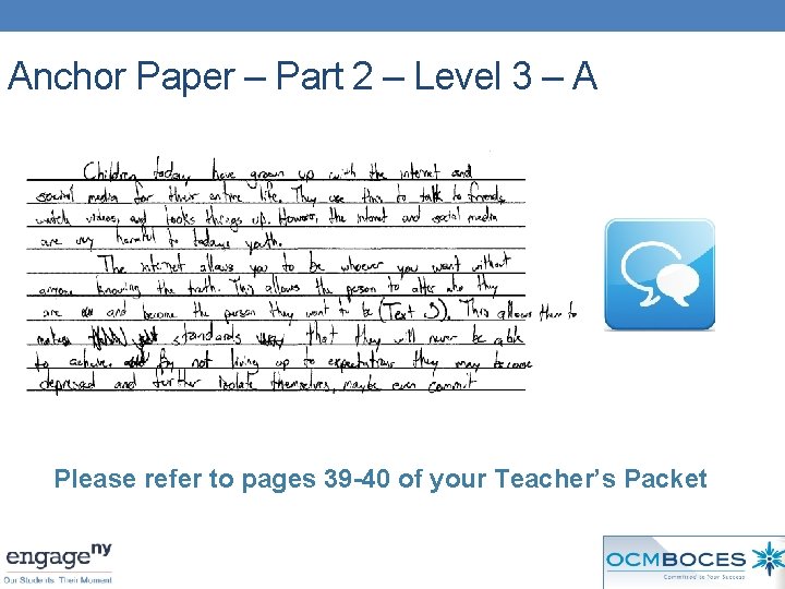 Anchor Paper – Part 2 – Level 3 – A Please refer to pages