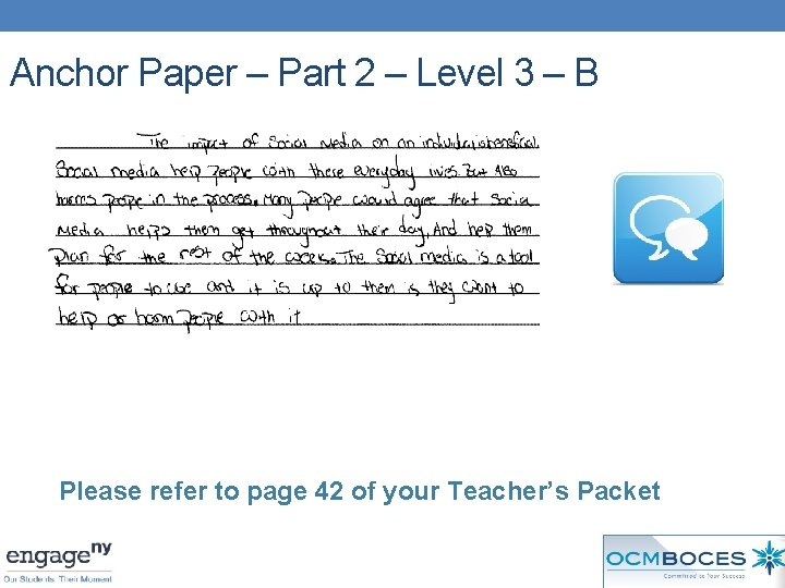 Anchor Paper – Part 2 – Level 3 – B Please refer to page