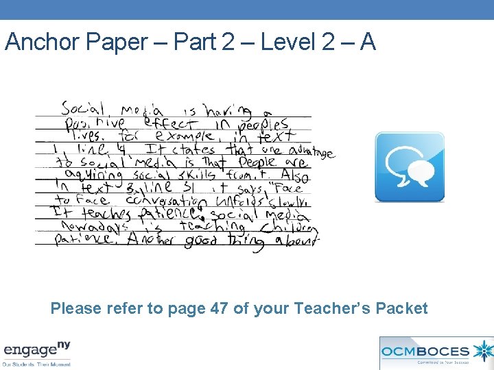 Anchor Paper – Part 2 – Level 2 – A Please refer to page