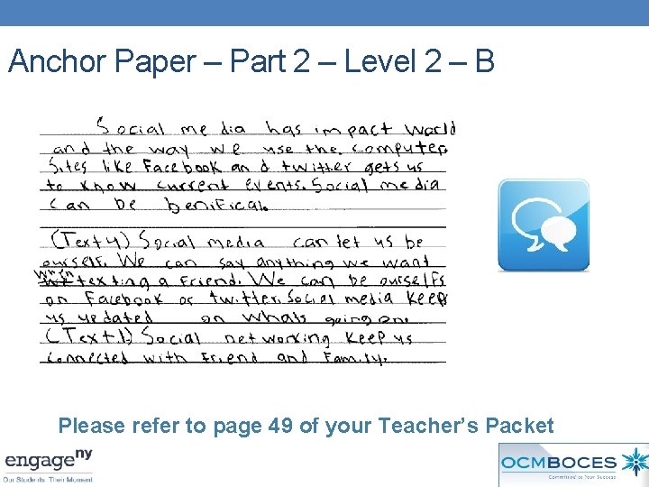 Anchor Paper – Part 2 – Level 2 – B Please refer to page