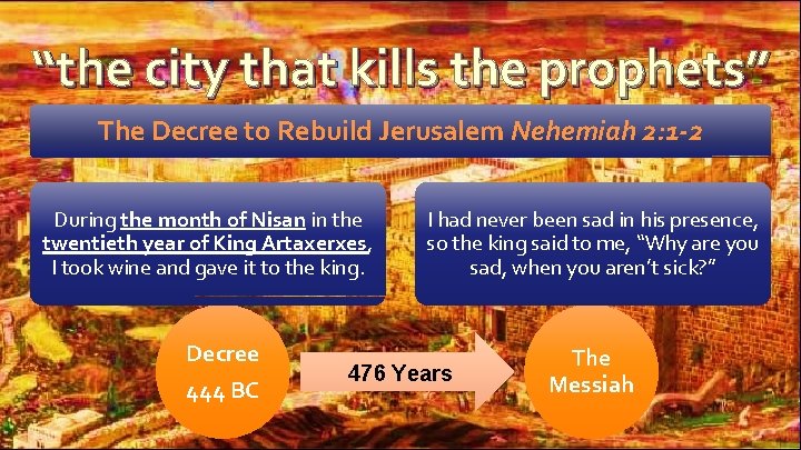 “the city that kills the prophets” The Decree to Rebuild Jerusalem Nehemiah 2: 1 “the city that kills the prophets” The Decree to Rebuild Jerusalem Nehemiah 2: 1