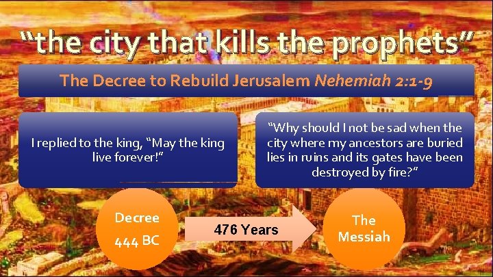 “the city that kills the prophets” The Decree to Rebuild Jerusalem Nehemiah 2: 1 “the city that kills the prophets” The Decree to Rebuild Jerusalem Nehemiah 2: 1