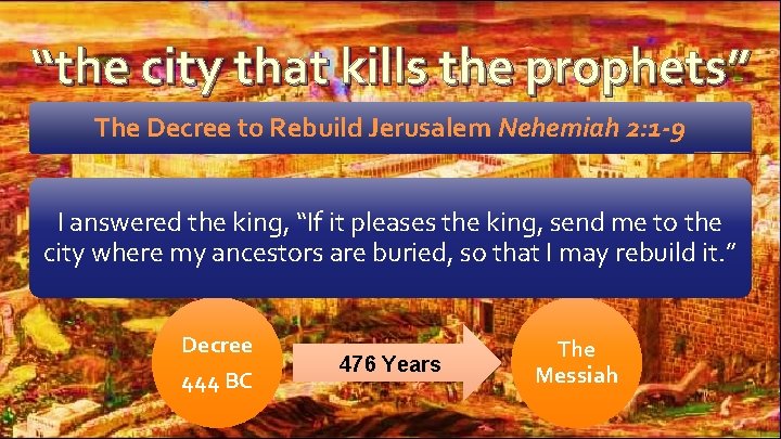“the city that kills the prophets” The Decree to Rebuild Jerusalem Nehemiah 2: 1 “the city that kills the prophets” The Decree to Rebuild Jerusalem Nehemiah 2: 1