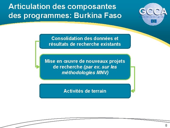 Articulation des composantes des programmes: Burkina Faso Consolidation des données et résultats de recherche