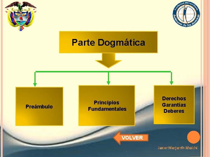 Parte Dogmática Preámbulo Principios Fundamentales Derechos Garantías Deberes VOLVER Javier Manjarrés Madrid 