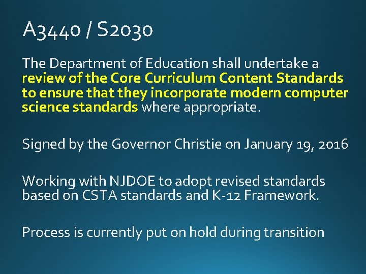 A 3440 / S 2030 The Department of Education shall undertake a review of A 3440 / S 2030 The Department of Education shall undertake a review of
