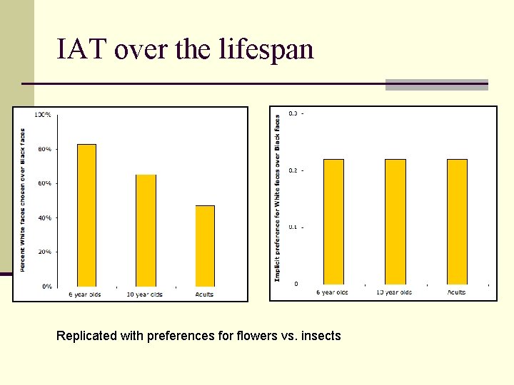 IAT over the lifespan Replicated with preferences for flowers vs. insects 