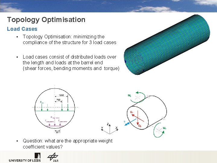 Topology Optimisation Load Cases • Topology Optimisation: minimizing the compliance of the structure for