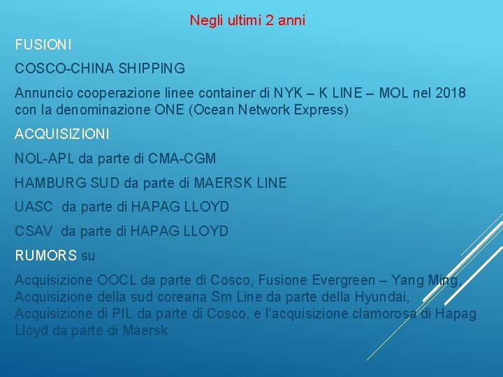 Negli ultimi 2 anni FUSIONI COSCO-CHINA SHIPPING Annuncio cooperazione linee container di NYK –