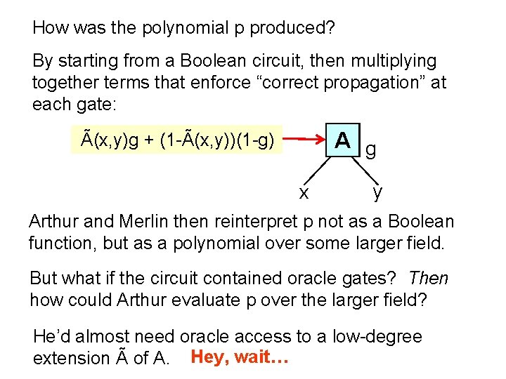 How was the polynomial p produced? By starting from a Boolean circuit, then multiplying