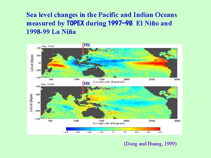 Sea level changes in the Pacific and Indian Oceans measured by TOPEX during 1997