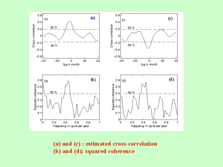 (a) (c) (b) (d) (a) and (c) : estimated cross-correlation (b) and (d): squared