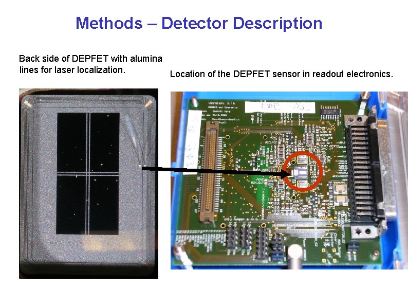 Methods – Detector Description Back side of DEPFET with alumina lines for laser localization.
