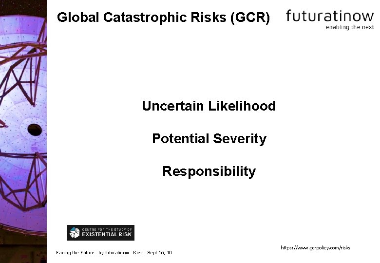 Global Catastrophic Risks (GCR) Uncertain Likelihood Potential Severity Responsibility Facing the Future - by