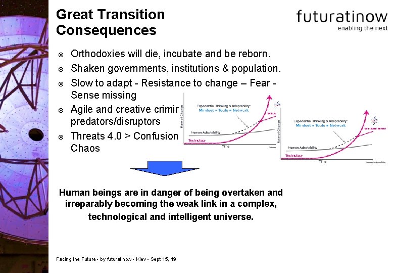 Great Transition Consequences Orthodoxies will die, incubate and be reborn. Shaken governments, institutions &