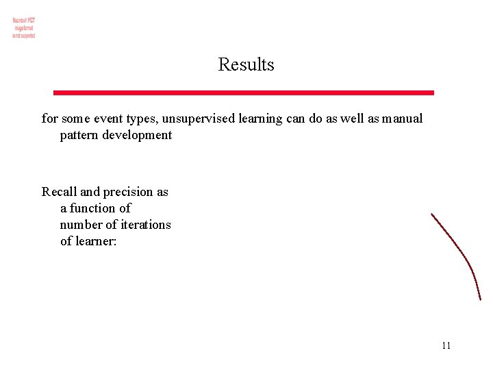 Results for some event types, unsupervised learning can do as well as manual pattern