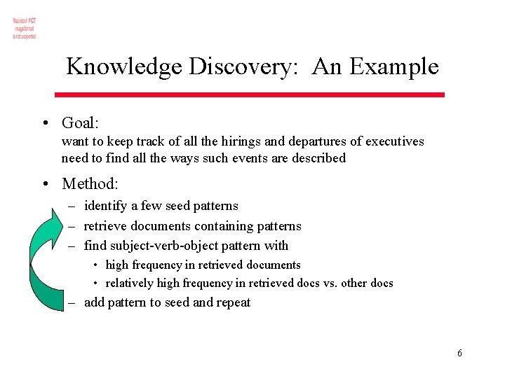 Knowledge Discovery: An Example • Goal: want to keep track of all the hirings