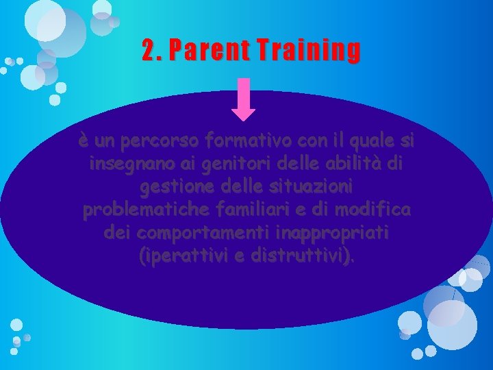 2. Parent Training è un percorso formativo con il quale si insegnano ai genitori