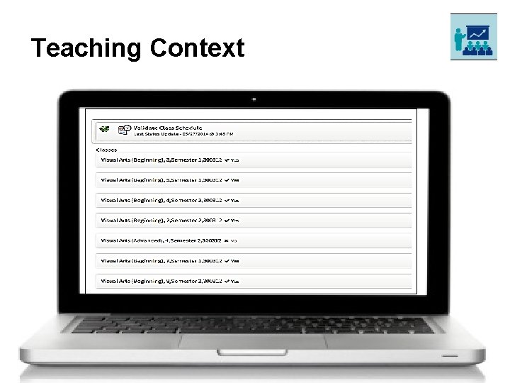 Teaching Context • Screen shot Teaching Context • Screen shot