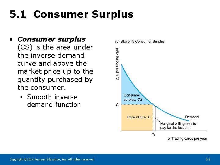 5. 1 Consumer Surplus • Consumer surplus (CS) is the area under the inverse