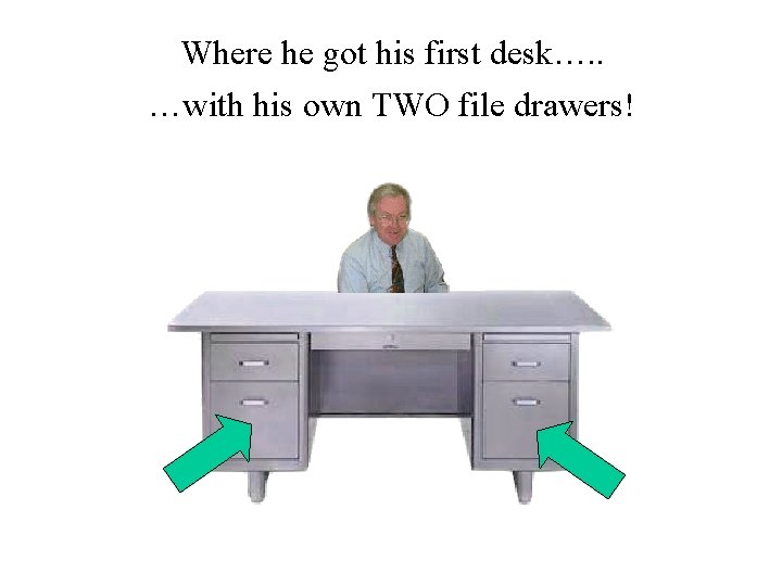 Where he got his first desk…. . …with his own TWO file drawers! 