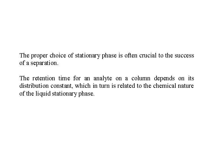 The proper choice of stationary phase is often crucial to the success of a