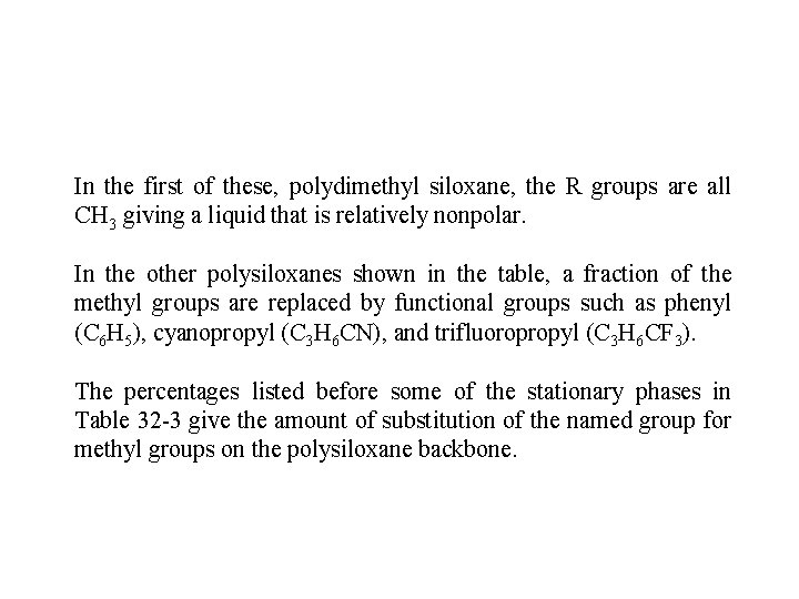 In the first of these, polydimethyl siloxane, the R groups are all CH 3