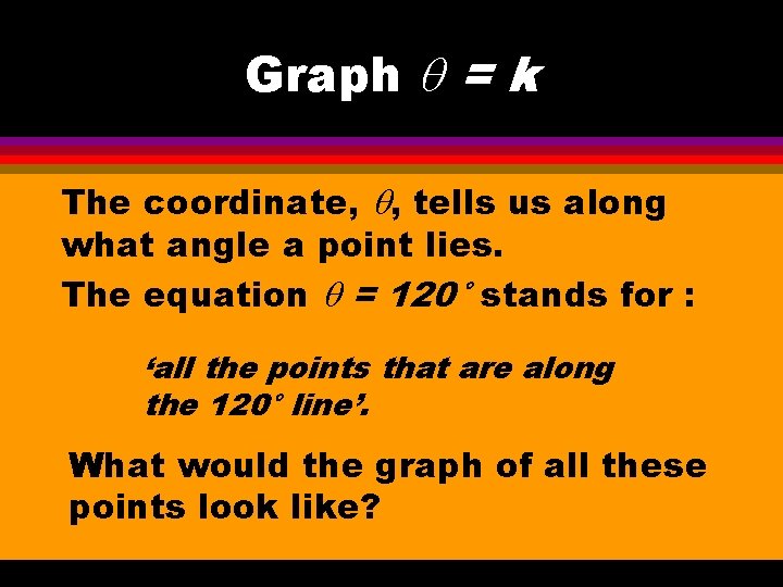 Graph q = k The coordinate, q, tells us along what angle a point