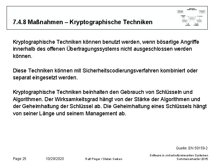 7. 4. 8 Maßnahmen – Kryptographische Techniken können benutzt werden, wenn bösartige Angriffe innerhalb