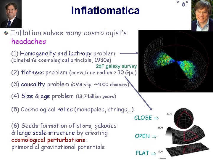 Inflatiomatica Inflation solves many cosmologist’s headaches (1) Homogeneity and isotropy problem (Einstein’s cosmological principle,