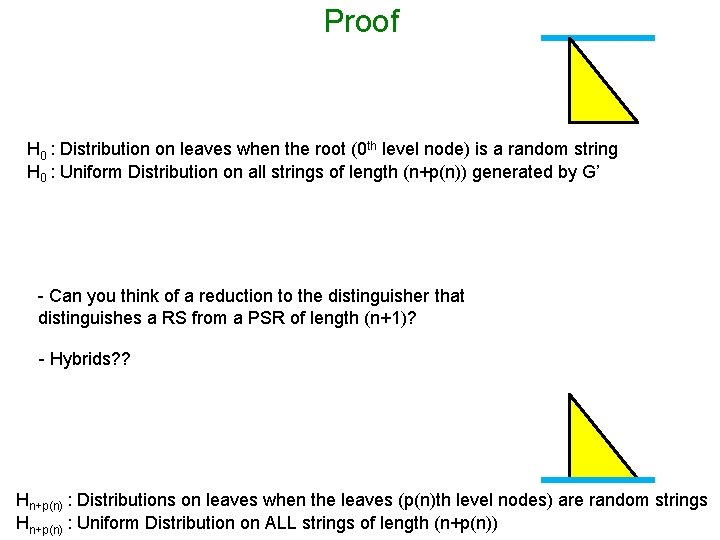 Proof H 0 : Distribution on leaves when the root (0 th level node)