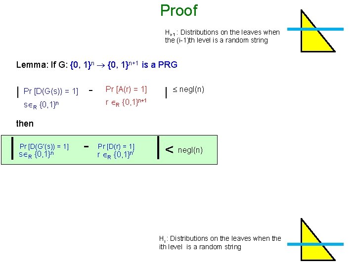 Proof Hi-1 : Distributions on the leaves when the (i-1)th level is a random