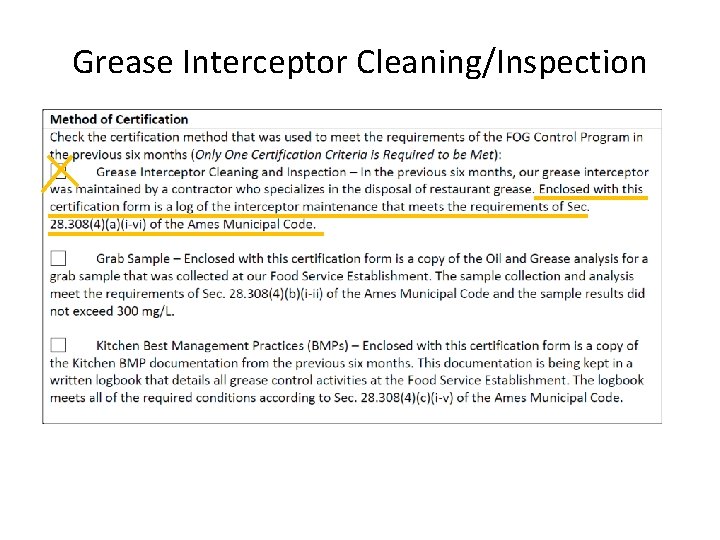 Grease Interceptor Cleaning/Inspection 